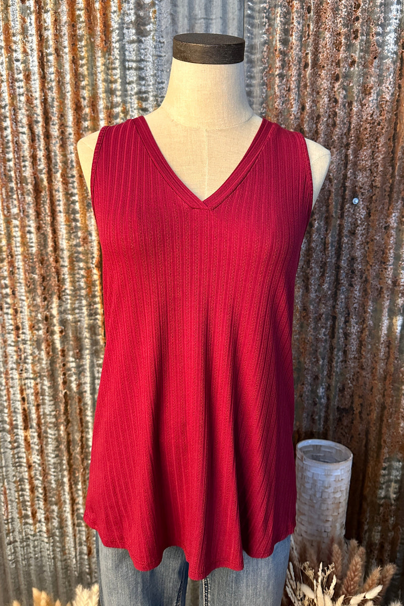 Maroon V-neck Tank