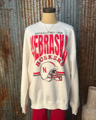 Husker Football Helmet Crew Sweatshirt