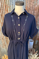 Navy Dress with Buttons