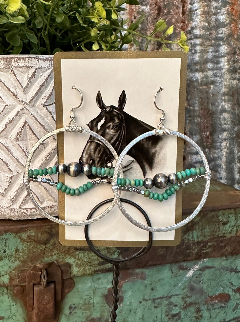 Silver, Navajo and Turquoise Bead Earrings