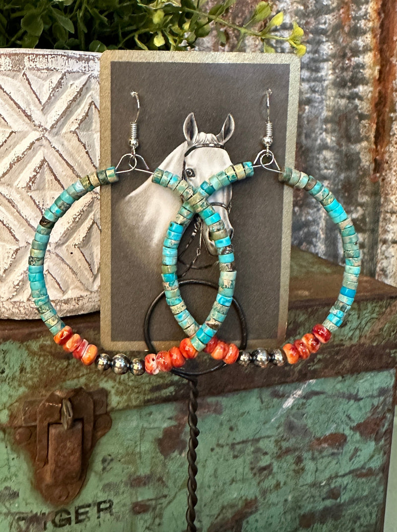 Coral and Turquoise Bead Earrings