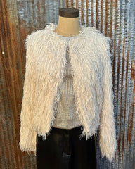Vintage Cream Feather Sparkle Jacket