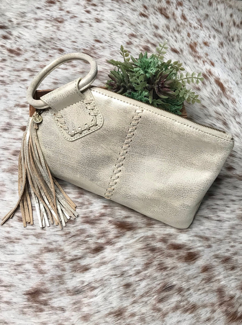 Sable Wristlet Clutch by HOBO in Pearled Silver